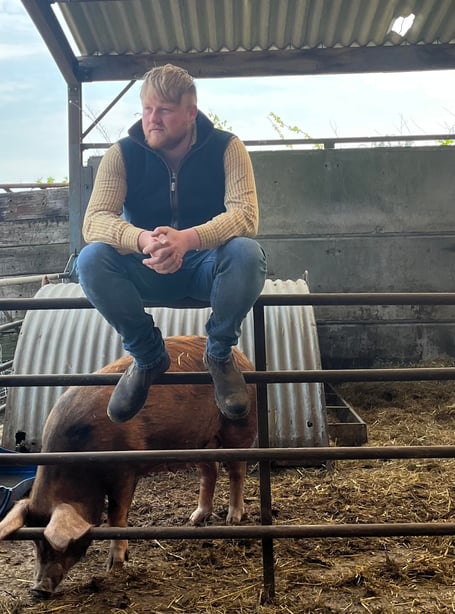 Farmer Kaleb Cooper, co-star of Clarkson's Farm who is supporting the Hawkstone initiative. 