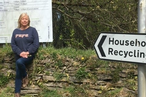 Cllr Jane Pascoe at the Connon Bridge site which will be reopening to DIY waste from the end of August.