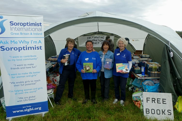 Rowena Castillo-Nicholls and fellow Soroptimists Libby Moore, Ailie Henry and Heather George at the rally.