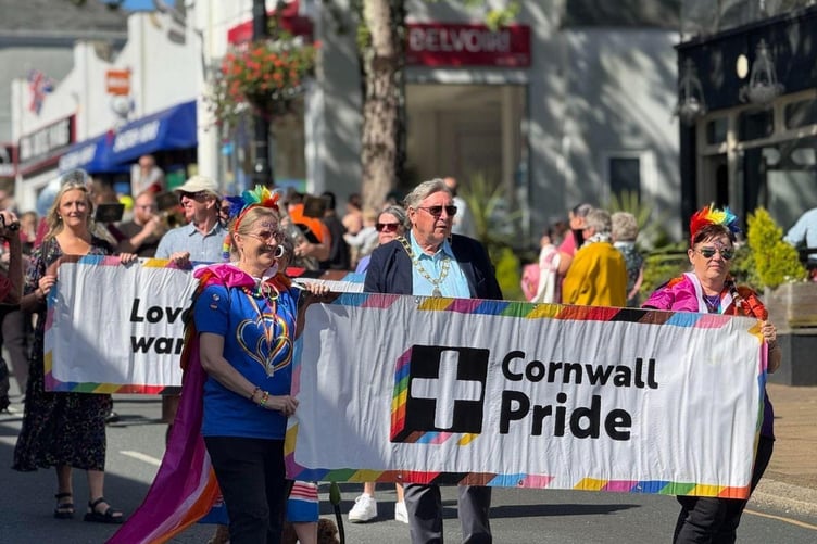 Cornwall Pride parade down Saltash Fore Street with Saltash Town Council to the Waterside location for live music and entertainment.
