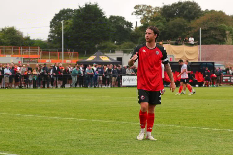 City legend Tyler Harvey got the all-important winner at Aveley on Saturday. Picture: Luke Williams/PPAUK