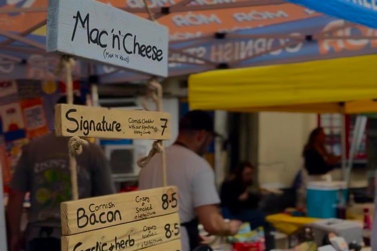 Dry weather meant a busy day for Cornish food and produce stalls lined up beside the fish market.
