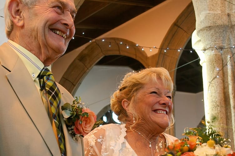 Chris say 'we do' aged 75 and 85 at their Callington wedding.