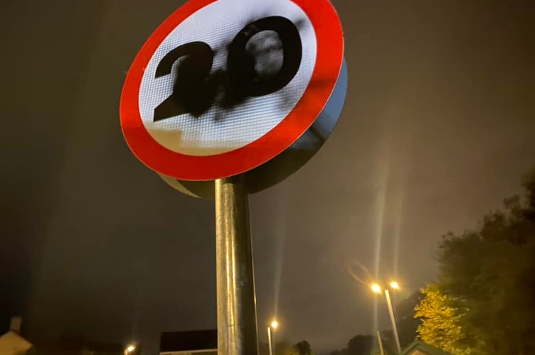 Just one of the news signs vandalised days within being installed on the Saltash housing estate. 