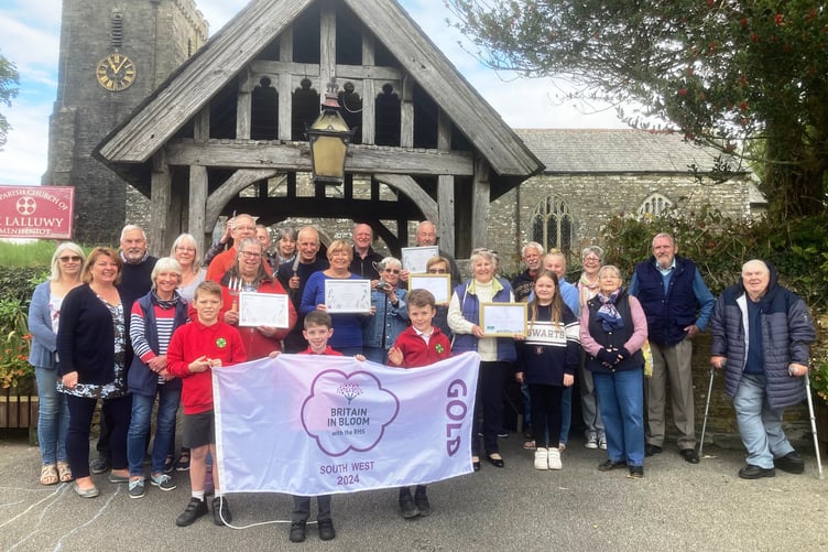 Members of Menheniot Gardening Club were joined by villagers in celebrating the Gold Award from South West in Bloom