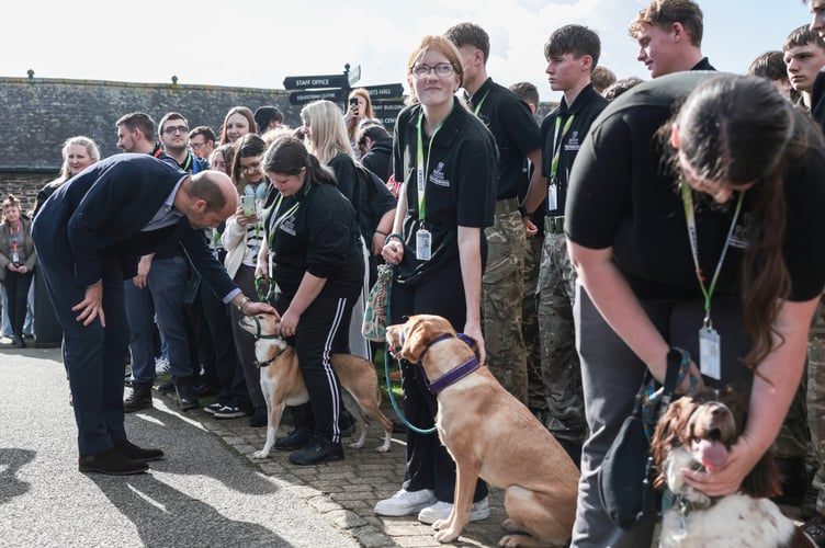 The staff dogs which are part of the curriculum at the Duchy College stole the show as the Prince concluded his time on campus. (Picture: Andrew Parsons / Kensington Palace)