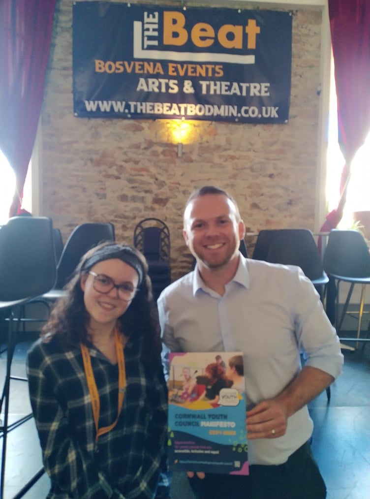 Ben Maguire, MP for North Cornwall, with Cornwall Youth Council member Sasha,