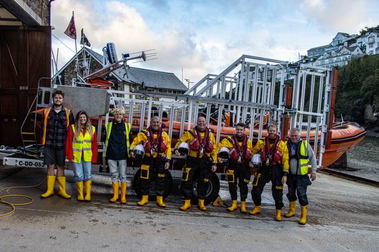 Looe RNLI crew with assessor and trainer Carl Beardmore after a day of navigation assessments:  left to right, Alex, Amber, Will, Carl, Clive, Jonty, Nathaniel and Dave. (Picture:	RNLI/Ian Foster).