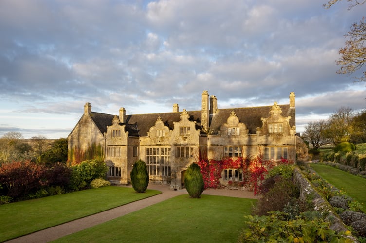 The east front at Trerice, Cornwall. This facade of the manor house is dated c.1570.