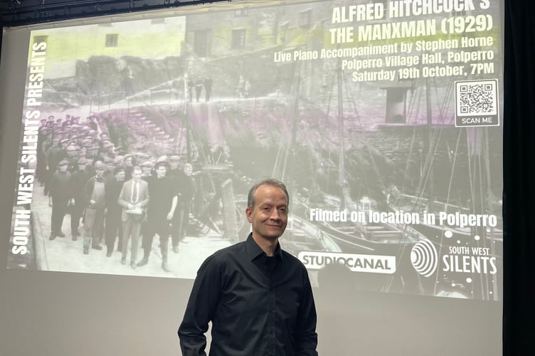 Hitchcock's silent film The Manxman was shown to a sold-out audience in Polperro leading silent film accompanist Stephen Horne.  (Picture: South West Silents)