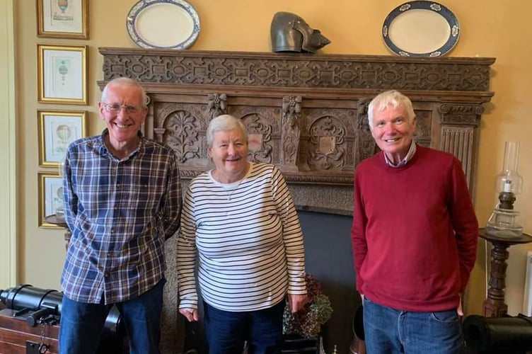 Brian Oldham, eldest sister Sally, and Ian Browning in the Pendean dining-room