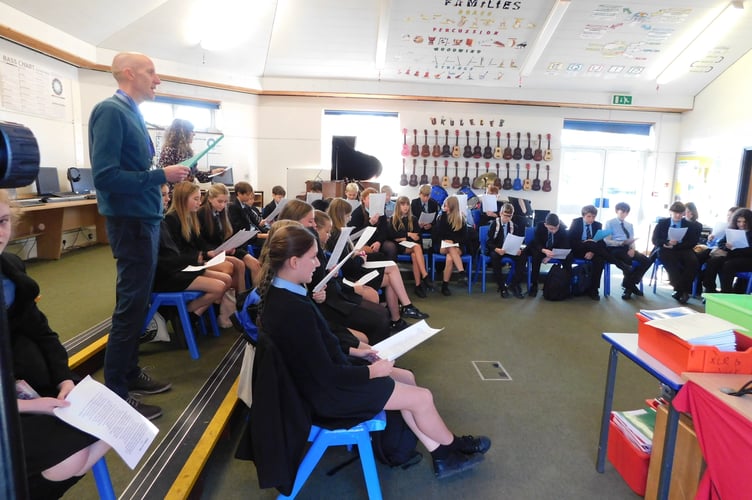 Music captured the student's imagination as they had two workshops learning the importance of shanties to maintain morale but also pride. (Looe Community Academy)