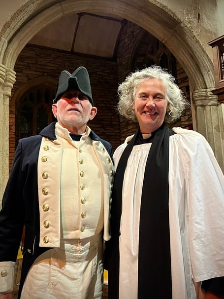 MENHENIOT councillor Toy Ball and the Reverend Li Selman at the Trafalgar Day celebration in the village