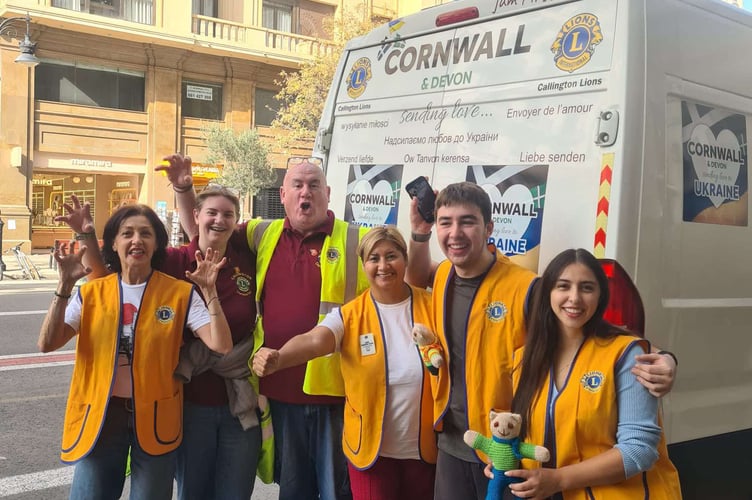 Darren Tait with daughter Charlotte delivered aid to Valencia after receiving a shopping list from Lions Club based in the city. (Picture: Darren Tait)