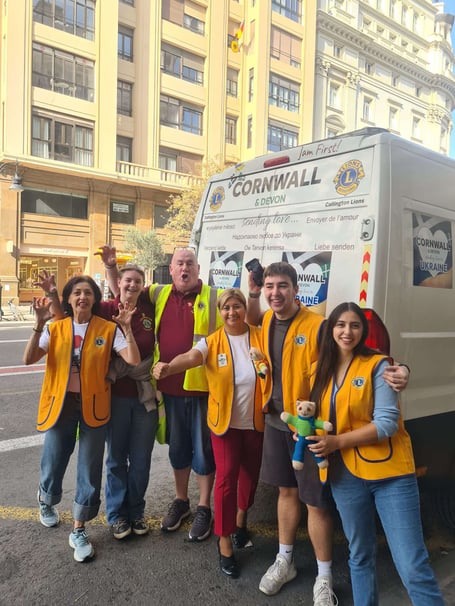 Darren Tait with daughter Charlotte delivered aid to Valencia after receiving a shopping list from Lions Club based in the city. (Picture: Darren Tait)