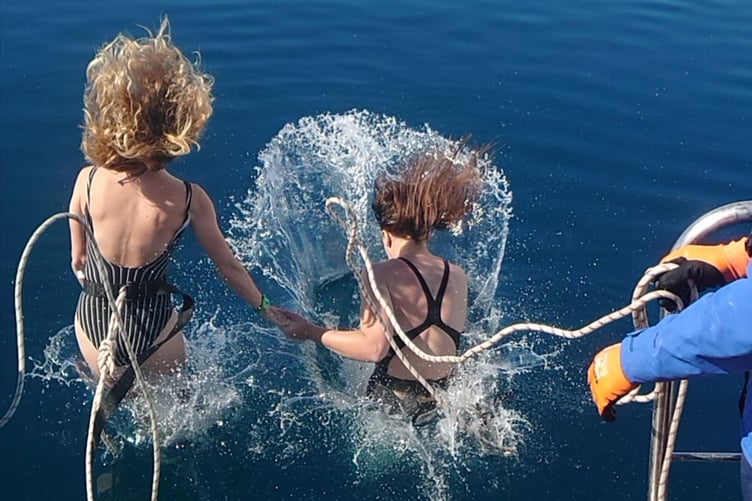 JESSICA in a polar plunge. Cold-water swimming is hugely beneficial, she says