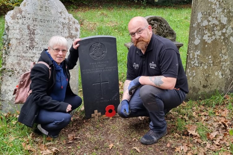 VOLUNTEER Neil Walsh and Liskeard mayor Christina Whitty laid poppies on all the war graves in cemeteries at St Martins and at Lanchard