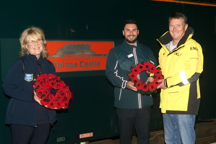 Gaynor Williams with Joe Lorusso, of GWR, and Tony Rendle, from the Penlee Lifeboat. Picture: Phil Monckton