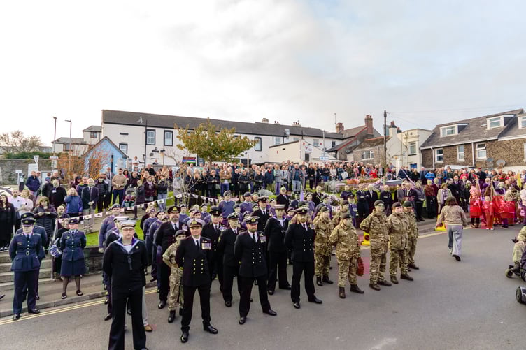 Community groups from across Saltash came to lay wreaths including young groups, air and army cadets and local trefoil groups. (Picture: STC/Mike Pitches)