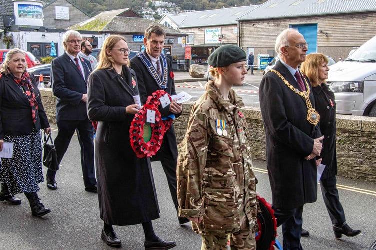 South East Cornwall MP Anna Gelderd joins Looe town and Cornwall councillors in the parade through Looe with representatives from the two Looe town trusts. (Picture: RNLI/Ian Foster)