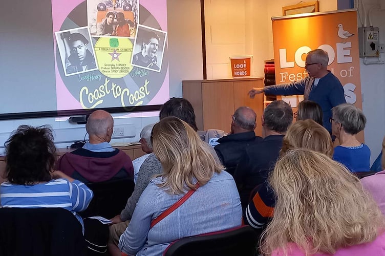 Sandy Johnson kept the audience entertained with anecdotes from his years of directing series such as ITV's Benidorm, BBC's Beyond Paradise and BBC drama Jonathan Creek. (Picture: Looe Festival of Words)