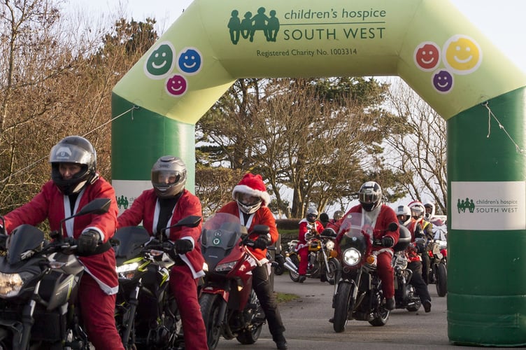 Santa's arrive at Little Harbour Hospice in St Austell following their 2023 ride