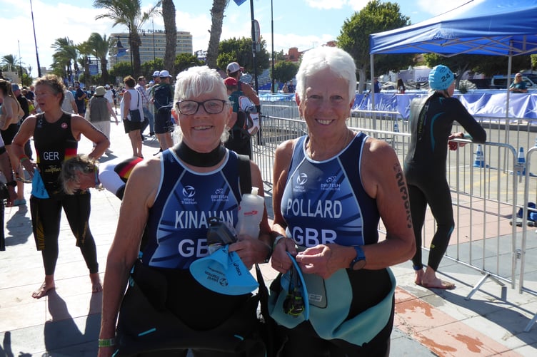 Linda competed with her friend Ann Kinehan from Liskeard who failed to qualify due to a discrepancy on the swim distance leading to an apology from the organisers. (Picture: Linda Pollard)