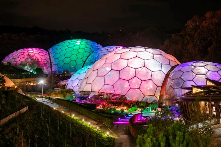 The Eden Project is being all lit up for Christmas.