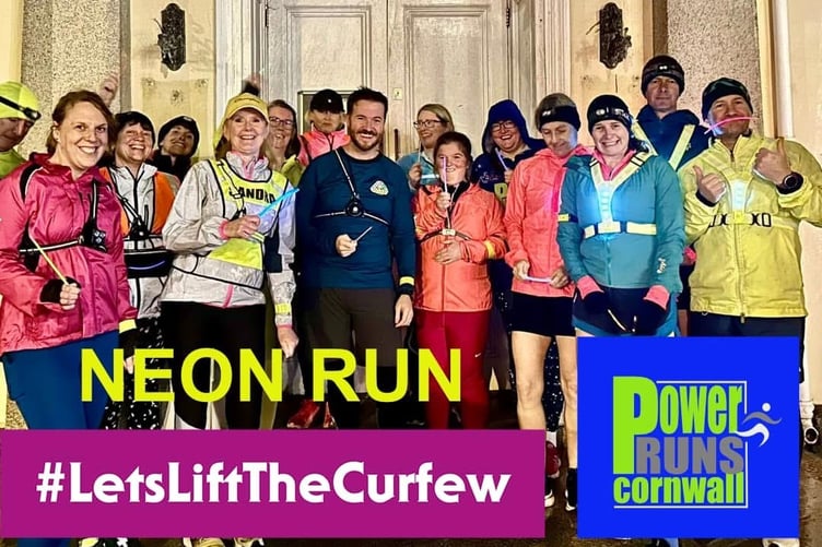 LISKEARD runners during one of their recent Neon Runs