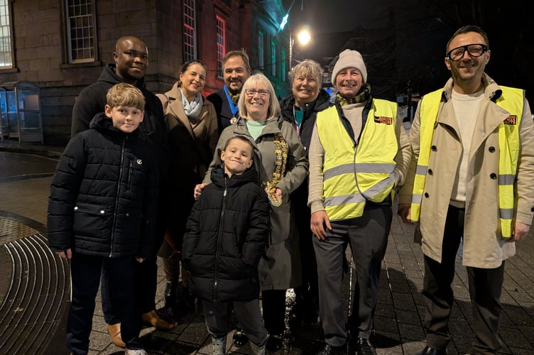 Cllr Liz Ahearn, the mayor of Bodmin (centre) is accompanied by deputy mayor James Burden, local religious leaders in addition to Cllrs James Whatton and Cllr Jodie Renals (Picture: Aaron Greenaway)