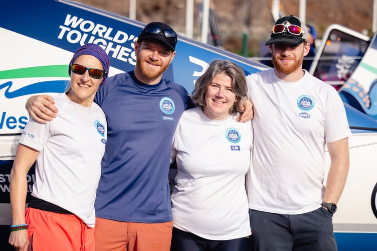 The Oars of Thunder crew are Kim Tolfey, Sally Crabb, Nathaniel Rothwell and Harry Poulson from Looe Gig Rowing Club. (Picture: Oars of Thunder)