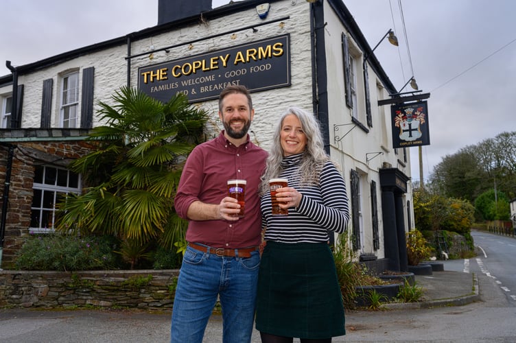 Hannah Mayne and Jared Lothian have reopened The Copley Arms, which is owned by St Austell Brewery, in Hessenford, near Seaton