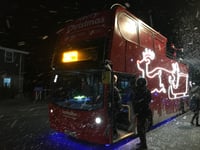 SantaBus stopped off at Looe on it tour of Cornwall
