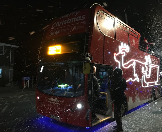SantaBus stopped off at Looe on it tour of Cornwall