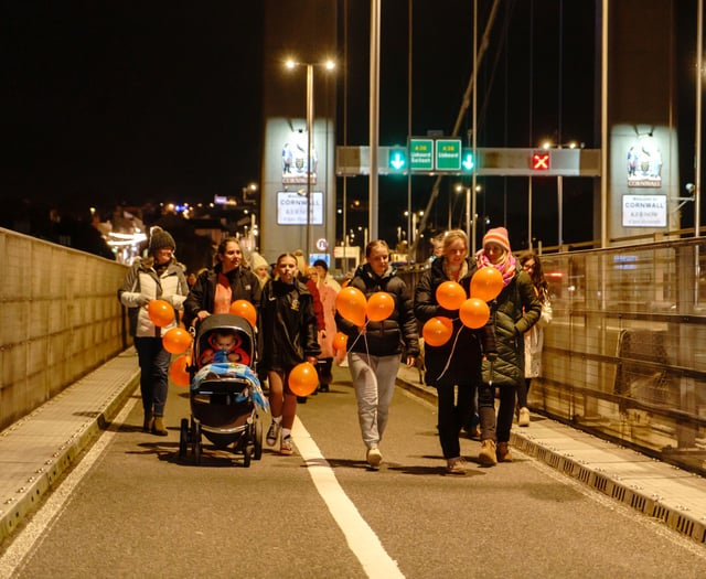 Solidarity walk across Tamar Bridge on final day of 16 days of Action