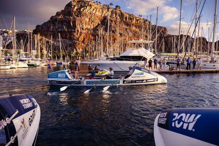 Crew of Kim Tolfrey, Sally Crabb, Nathaniel Rothwell and Harry Poulson set off from La Gomera in the Canary Islands to cheers and applause one week ago. (Picture: WorldsToughestRow)