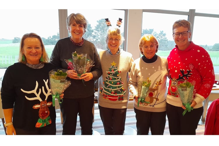 Julie Cleaton, Sue Newton, captain Cathryn Braithwaite, Geraldine Howley and Sam Peach. St Mellion Golf Club