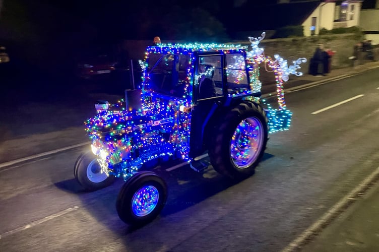 One of the tractors taking part in the Saltash Christmas Tractor Run
