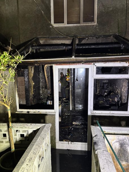 The scene of a washing machine fire in Saltash on Christmas Eve