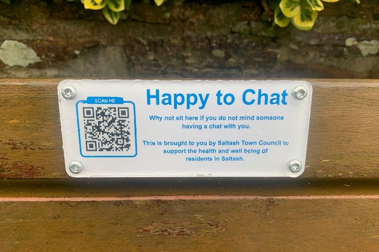Benches around Saltash have these new 'Happy to Chat' plaques on them