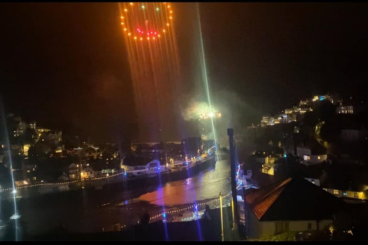 One of the fireworks sent up from the Banjo pier represented a huge smiley face looking down on the town. (Picture: Cheryl Newton)