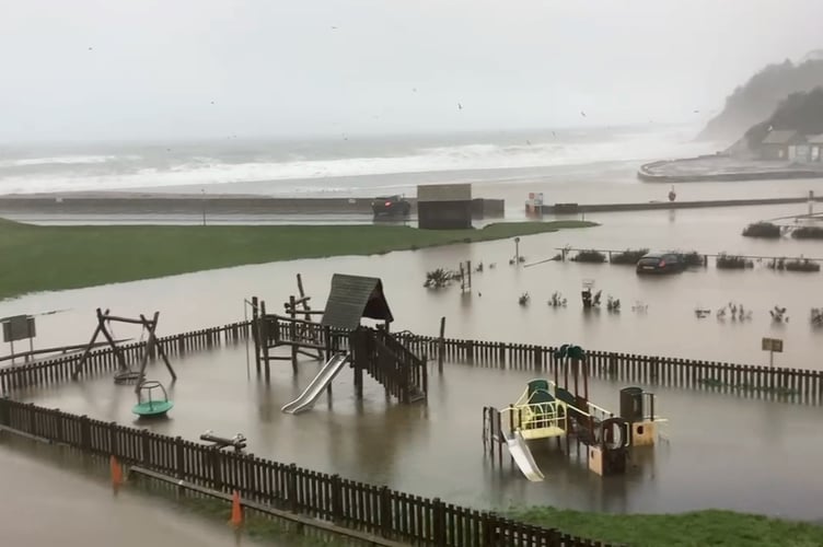 Water flooded all Seaton's car parks as well as the main route through the coastal village. (Picture: Veronica Capaldi)