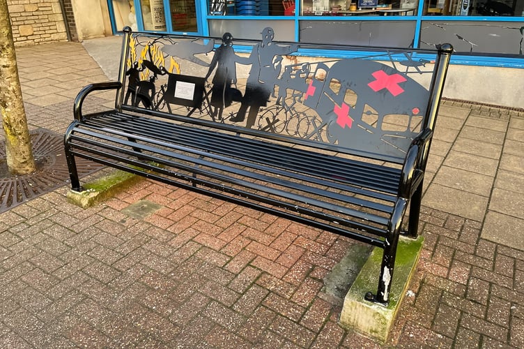 The War Memorial bench located in Saltash Fore Street