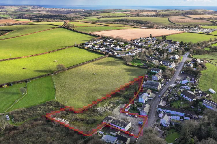 Former Hambley’s Garage, Shute Hill, Pelynt, near Looe, which has detailed planning consent for a mixed use development of homes and commercial units
