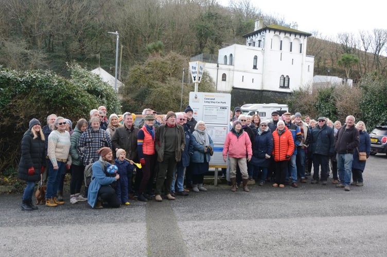 LOCAL protestors at the Cawsand car park last month