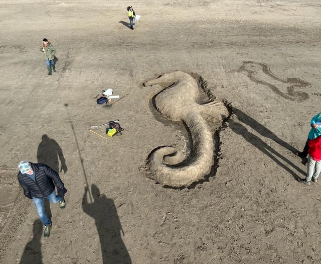 Chance to create sand art during litter pick on beach