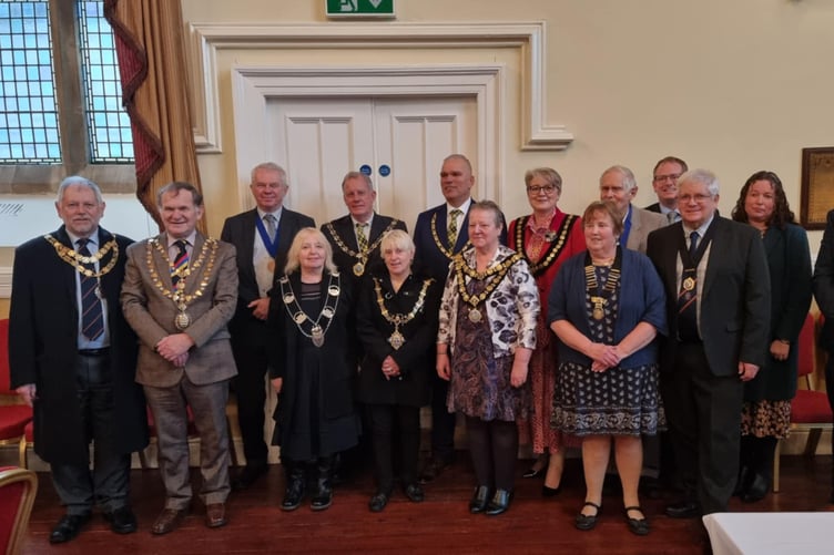 LISKEARD mayor Christina Whitty (fourth from left at front) together with other civic leaders from around Cornwall at Launceston's civic service