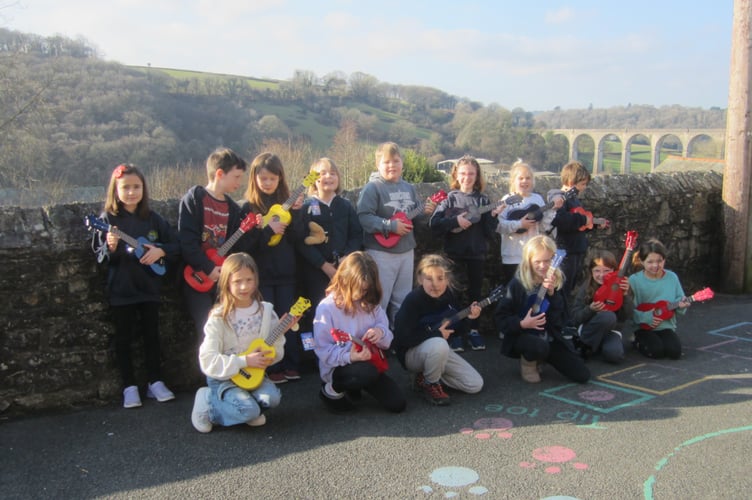 Donations from village Advent windows has funded new ukuleles for Calstock CP School. (Picture: Calstock CP School)