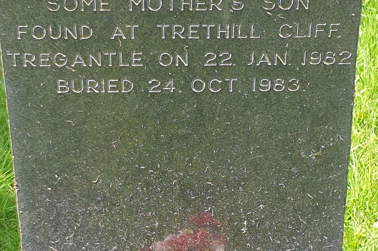 The grave of 'Some Mother's Son' found in Horson Cemetery in Torpoint