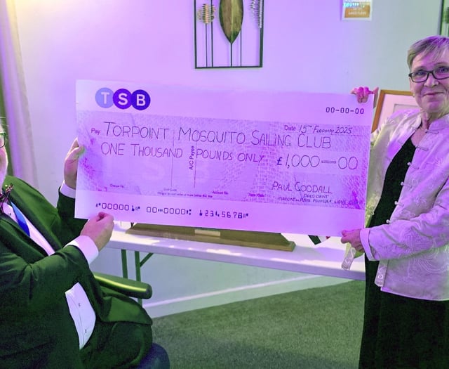 Torpoint Mosquito Sailing Club benefit from charitable donation